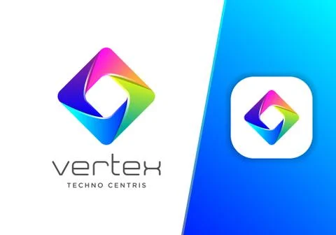 Abstract Square Vertex Technology Logo Design Stock Illustration