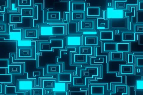 Abstract squares and lines pattern. Squares and line patterns. Blue illumi... Stock Photos