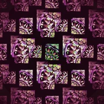 Abstract squares and rectangles pattern purple dark brown overlaying Illustrazione stock