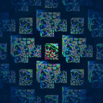Abstract squares and rectangles pattern dark blue multicolored overlayi 库存插图