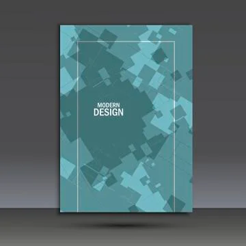 Abstract squares on blue background. Vector brochure template Illustrazione stock