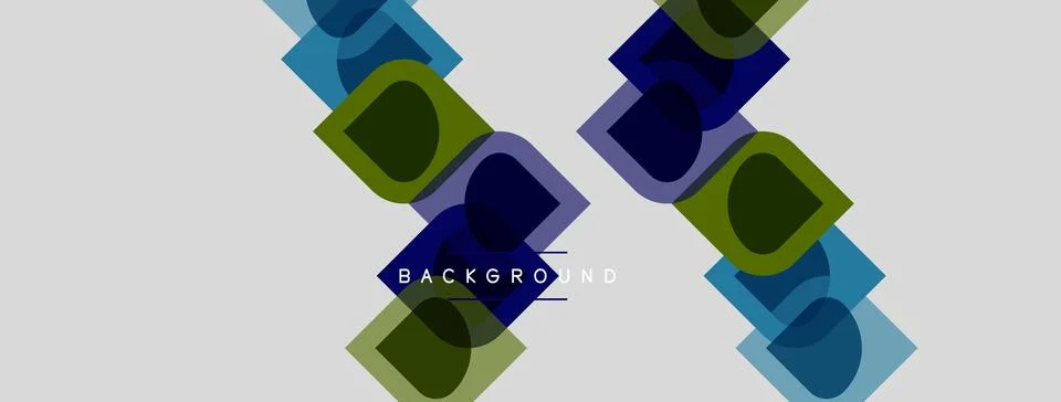 Abstract squares overlap, creating dynamic visual texture. Blue, green hues Illustrazione stock