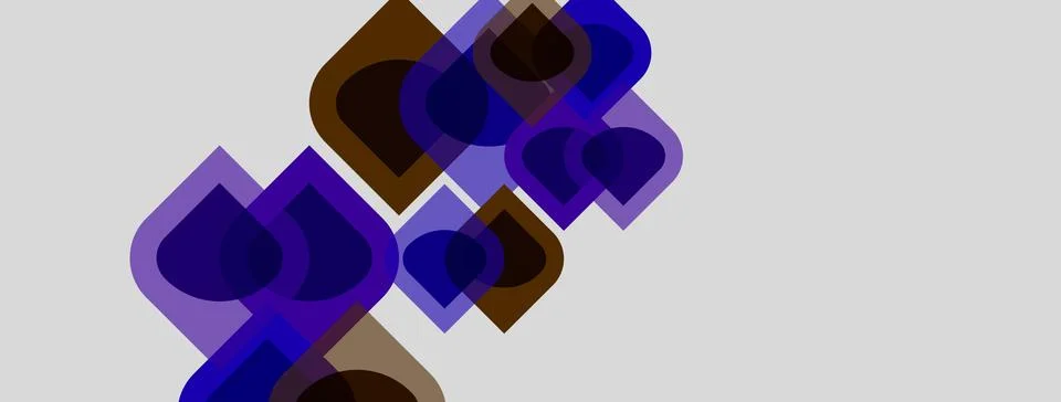 Abstract squares overlap, creating layered visual effect. Colors include shad Illustrazione stock