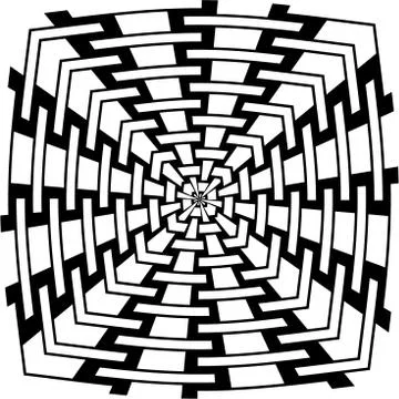 Abstract squares pattern black and white coloring page Stock Illustration