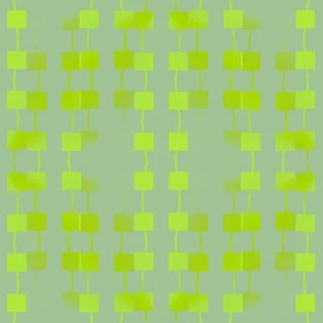 Abstract squares pattern with wavy lines lime green on pale green blur Stock Illustration