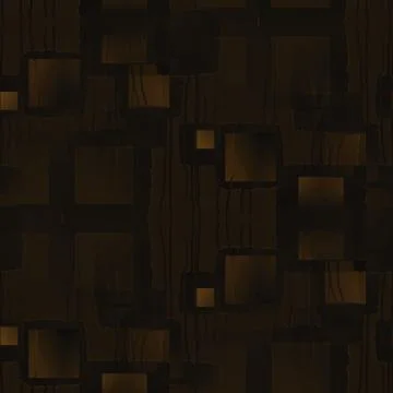 Abstract squares pattern with wavy lines dark brown ocher overlaying an Stock Illustration