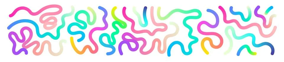 Abstract squiggle background with wavy gradient lines, colorful ribbon shapes Stock Illustration