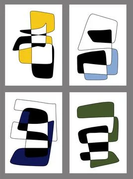 Abstract squiggly modern background with continuous lines. Set Stock Illustration