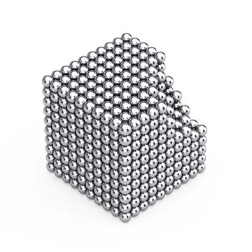 Abstract Stack of Chrome Metal Spheres Balls in Shape of Cube. 3d Rendering 스톡 일러스트