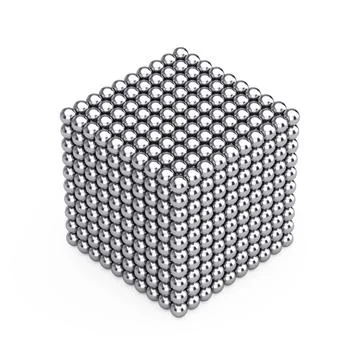 Abstract Stack of Chrome Metal Spheres Balls in Shape of Cube. 3d Rendering 스톡 일러스트
