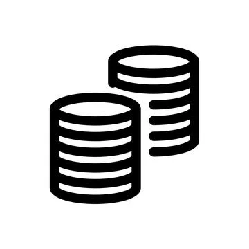 Abstract stack of coins outline icon isolated on white background Stock Illustration