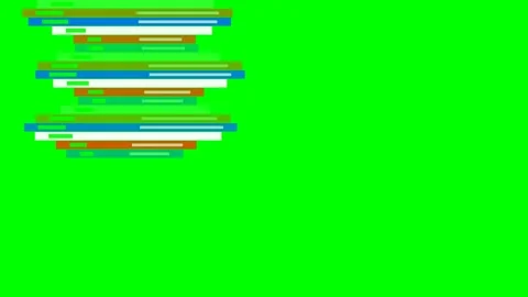 Abstract stack of colorful horizontal bars on a vivid green background Stock Footage 340900489