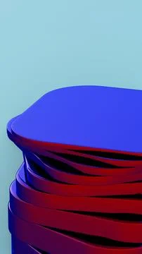Abstract Stack of Curved Layers in Blue and Red on Light Blue Background 스톡 일러스트