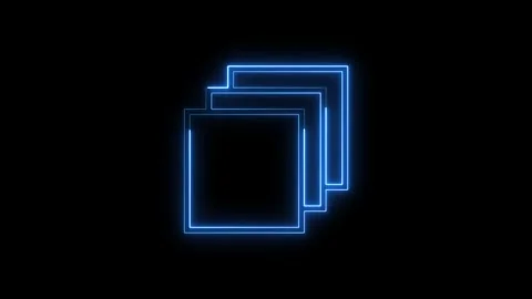 Abstract stack of three square documents neon glowing lines on black backgr.. Vidéo 337330709