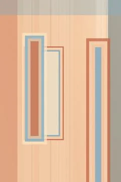 Abstract stacked rectangles in warm peach and blue create a minimal, modern.. Illustrazione stock