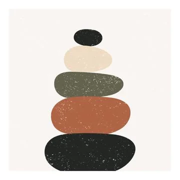 Abstract Stacked Stones Vector Illustration. Minimalist Balance Pebbles in .. Stock Illustration