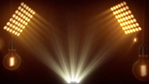 Abstract stage lighting array featuring warm glowing beams radiating through Vídeos de archivo 344248530