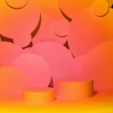 Abstract stage for presentation cosmetics - two round podiums mockup in yello Stock Photos