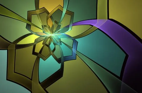 Abstract stain glass flower pattern. イラスト素材