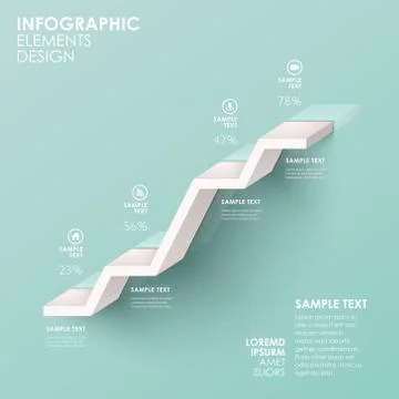 Abstract stair flow chart infographics Stock Illustration