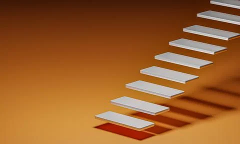 Abstract staircase. Stairs with steps on orange background, business concept Stock Illustration