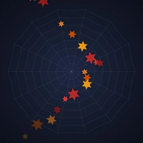 Abstract Star Constellation on Spider Web Background - Orange and Yellow Stock Footage 348198620