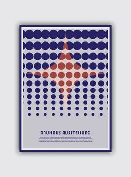 Abstract star dots shapes geometric bauhaus poster background Stock Illustration