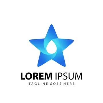 Abstract Star Drop Gradient Logo Design Template Vector Premium Stock Illustration