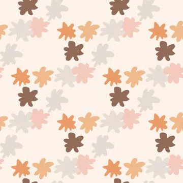 Abstract star elements seamless pattern. Ornament on orange, brown and pastel Stock Illustration