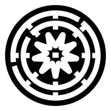 Abstract star emblem with concentric circles design Stock Illustration