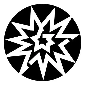 Abstract star explosion bursting in round black circle Stock Illustration