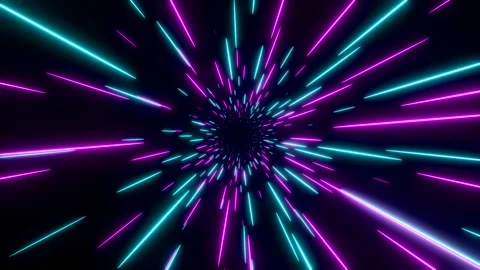 Abstract star field, hyper speed tunnel in purple and blue, light beam Stock Footage 329790408