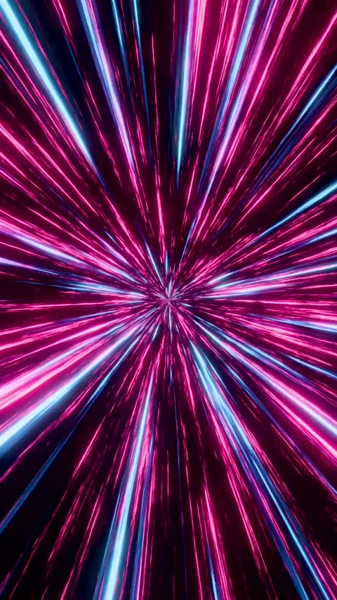 Abstract star field, hyperspeed tunnel in red and blue, light beam. Stock Footage 326319904