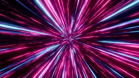Abstract star field, hyperspeed tunnel in red and blue, light beam Stock Footage 326319987