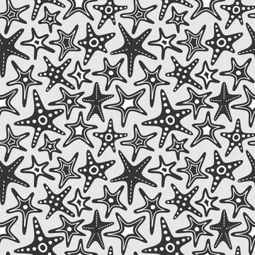 Abstract star fish monochrome pattern Stock Illustration