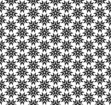 Abstract star geometric Seamless pattern . Repeating geometric Black and whit Stock Illustration