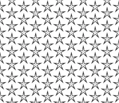 Abstract star geometric Seamless pattern . Repeating geometric Black and whit Illustrazione stock