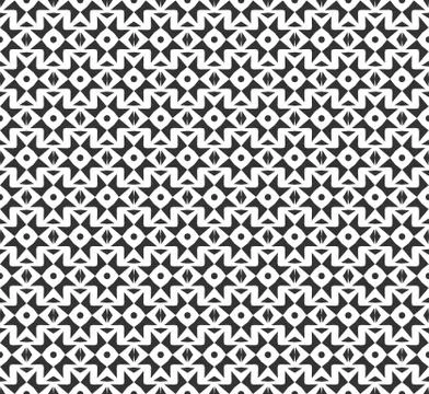 Abstract star geometric Seamless pattern . Repeating geometric Black and whit Stock Illustration
