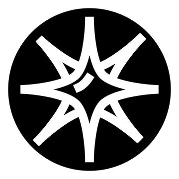 Abstract star interlacing lines symbol in black circle Stock Illustration