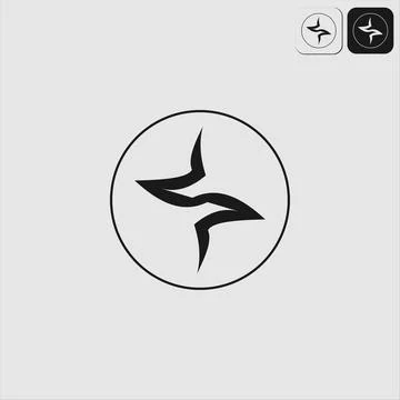 Abstract Star Logo Design Black Circle Badge Icon Set Illustrazione stock