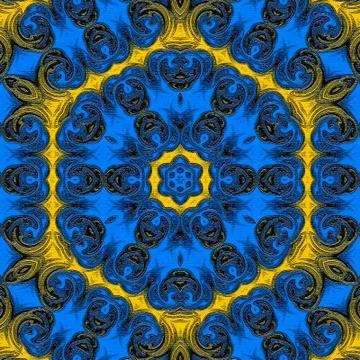 Abstract star mandala decorative pattern blue hexagonal background Illustrazione stock