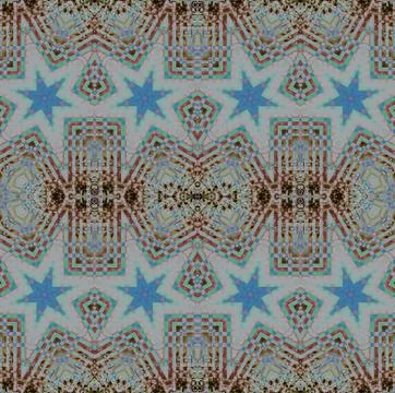 Abstract star pattern blue brown turquoise Stock Illustration