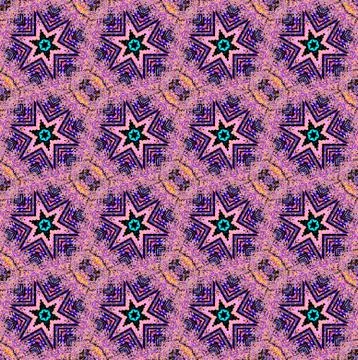 Abstract star pattern pink violet purple turquoise Stock Illustration