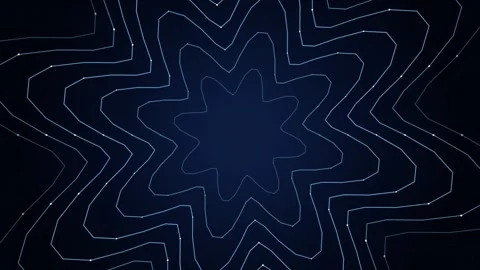Abstract star pattern pulsing with glowing nodes on dark blue background an.. Stock Footage 347995518