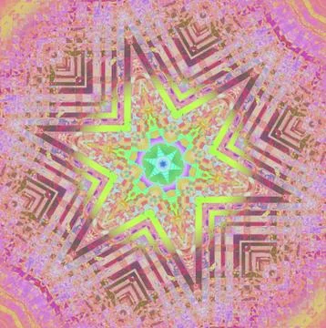 Abstract star pattern violet lime green purple centered Stock Illustration