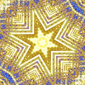 Abstract star pattern yellow white blue purple centered Stock-Illustration