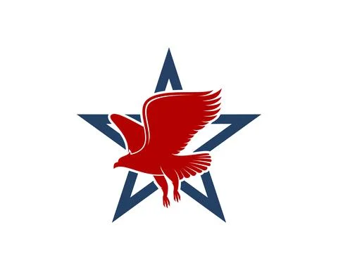 Abstract star shape with flying eagle inside Stock Illustration