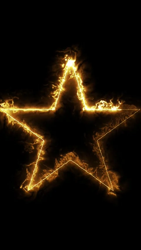 Abstract star shape glowing with golden energy on black background motion f.. Stock Footage 337710412
