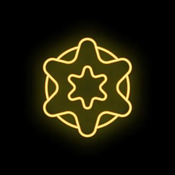 Abstract star shape glowing with neon light on a black background Stock Illustration