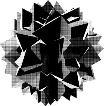 Abstract star shape icon in halftone shading over white Illustrazione stock